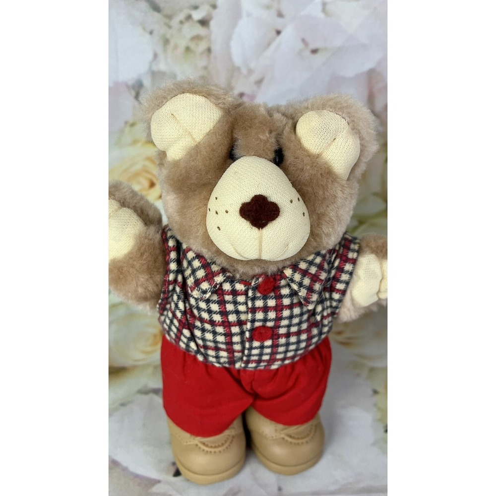Boone Furskins Holiday WENDY'S 1986 7in Teddy Bear Plush Toy Farmer Vintage